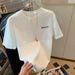 Women's White Short Sleeve T-Shirt round Neck mid Length Loose Top Trendy Versatile Spring Summer Student Fashion Half Sleeve_ecoleips.com
