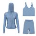 Women's 3-Piece Hooded Workout Set – Breathable Hoodie, U-Back Sports Bra & 5" Biker Shorts For Yoga, Running & Gym (S-Xxxl, 40+ Colors)_ecoleips.com