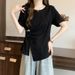 Women's Clothing Fashionable And Versatile National Style Asymmetric Waist Short Sleeved Bottoming Shirt Top T Shirt Trend_ecoleips.com