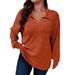Spring/Summer Casual Fashion T-Shirt In Large Size With Plain Color, V-Neck, Loose-Fitting Design For Women_ecoleips.com