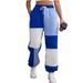 Women's Cross Border European And American Style Color Blocked Jogger Sweatpants, High Waisted Casual Pants With Drawstring, Loose Fitting Sporty Style._ecoleips.com