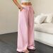 AD458 European And American 2025 Cross-border Summer New Comfortable Loose Home Casual Solid Color Wide-leg Pants_ecoleips.com