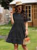 Real Shot 2025 Women's Clothing Cross-border European And American Summer Casual Printed Round-neck Pleated Dress_ecoleips.com