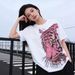 ng2510292 Original New Design Printed Rhinestone Embellished Heavy-duty Tiger Head Short-sleeve T-shirt, Spring-summer Design,_ecoleips.com