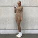 Women's Clothing Basic Solid Color Patchwork Sports Yoga Comfortable Fitness Clothing Suit_ecoleips.com