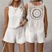 Women's Clothing New Back Hollow Sleeveless Vest Shorts Solid Color Casual Two Piece Suit_ecoleips.com