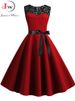 Blue Lace Patchwork Summer Dress Women Elegant Vintage Party Dress Casual Office Ladies Work Dress_ecoleips.com