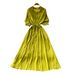 Women's Sophisticated Short Sleeved Shirt Dress Single Breasted Tie Waist Korean Style Summer Commute Friendly Elegant Look_ecoleips.com