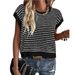 Cross-Border European And American Women's Clothing 2025 Summer New Round Neck Knitted Top Casual Striped_ecoleips.com