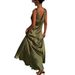 Spring/Summer Satin Camisole Slit Dress For Women Casual INS Vacation Style Fashion_ecoleips.com