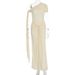 Women's Off-Shoulder Irregular Long Dress American Slim Fit Pleated Summer Dress Best Selling_ecoleips.com