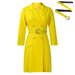 Women's Clothing High Waist Fashion Waist Waist Pleated Stitching Medium Long Suit Dress_ecoleips.com