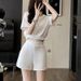 Chic Short-sleeve Shorts Set Women, Summer Style For Petite Figures, White, Age-reducing, Slimming, Casual And Sporty_ecoleips.com