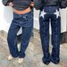 Y2K Retro Low Waist Wide Leg Jeans For Women – Contrast Stitching & Star Embellishments (Sizes S-L, 5+ Colorways)_ecoleips.com