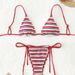 Women's Clothing Sexy Striped Low Waisted Swimsuit Bottoms Tie Front Bikini Set Specialty Fabrics_ecoleips.com