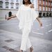 Elegant Asymmetrical Off-Shoulder Top Wide-Leg Pants Set Batwing Sleeve Two-Piece Outfit for Women Chic Party Wear_ecoleips.com