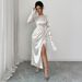 Women's Clothing Elegant Long-Sleeve Midi Dress -Inspired Fall & Winter Dress For Women_ecoleips.com