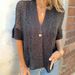 Women's Mid Sleeve Knit Cardigan Single Button Hollow Out Top Spring Autumn_ecoleips.com