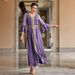 Women's Clothing V Neck Long Sleeve Muslim Handmade Beaded Dress_ecoleips.com