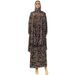 Printed Long Two-Piece Set With Headscarf And Floral Print Elegant Worship Dress_ecoleips.com