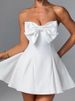 Mozision Bow Strapless Backless Sexy Mini Dress For Women Robe Fashion Solid Off-shoulder Sleeveless A-line Club Dress Vestido_ecoleips.com