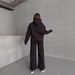 Women's Clothing Oversized Hoodie & Jogger Set - Lazy Chic Letter Print Lounge Wear Two-Piece Outfit For Women (Blue/Peach/Black/White)_ecoleips.com