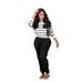 Women's Striped Long Sleeve Top & Pants Set – Casual Two-Piece Outfit For Fall/Winter (Black/Orange/Army Green, S-Xxl)_ecoleips.com