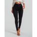 Women's Mid Waist Slim Fit Skinny Jeans Black Elastic Waist For Spring Autumn Fashion Europe America_ecoleips.com