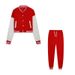 Women's Patchwork Jacket Baseball Suit Sportswear Two-Piece Set Single Breasted Trendy Clothing_ecoleips.com