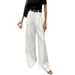 Women's Clothing Pure White Trousers For Women Spring And Summer New High Waist Wide Leg Trousers European And American Temperament Commuting_ecoleips.com