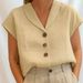 Women's V-Neck Button-Up Knit Cardigan – Lightweight Short-Sleeve Blouse, Solid Colors, Sizes S-Xxl_ecoleips.com