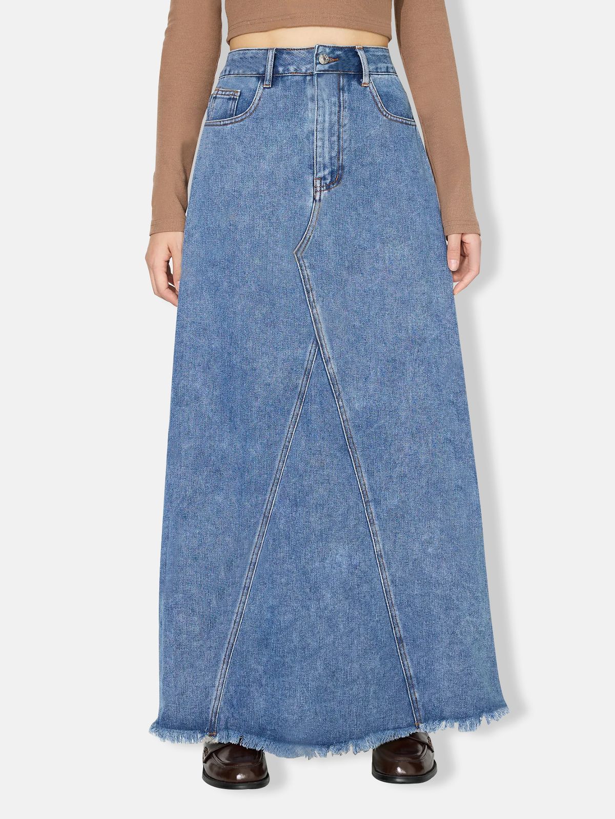 Women's Clothing High Waist Casual Retro Denim Women's Skirt_ecoleips.com