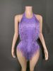 Women's Clothing Halter Neck Tassel Diamond Sleeveless Halter Neck Jumpsuit Dance Performance Clothes_ecoleips.com