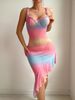 Aria Basics European And American Cross-Border Platform Sexy Women's Clothing Rainbow Pleated Slim Pure Desire Strap Bodycon Long_ecoleips.com