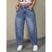 Women's Summer Loose Straight Leg Wide Leg Jeans Washed Denim New Style_ecoleips.com