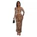 Women's Clothing Spring Summer Autumn Printed Comfortable Sexy Slim Leopard Print Two-Piece Set Sleeve Long Dress_ecoleips.com