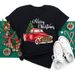 Merry Christmas, Christmas Tree, Santa Claus, Clothing, Simple Women's Plus Size Printed Short Sleeve T-Shirt_ecoleips.com