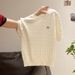 Women's Clothing Inspired Short Sleeve Knit Top – Breathable Viscose, Crochet Embroidery, Slim Fit Cropped Tee For Women (Light Yolk, Almond)_ecoleips.com