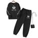 Women's Printed Long-Sleeve Hoodie & Jogger Set – Trendy Casual Loungewear With Floral & Heart Patterns, Soft Polyester Blend (White/Black)_ecoleips.com