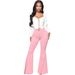 K Women's Fashion High-waisted Versatile Stretch Denim Bell-bottom Pants_ecoleips.com
