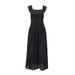European American Style 2024 Women's Autumn And Winter New Fashion Square-neck Ruched Large Hem Waist-slimming Mesh_ecoleips.com