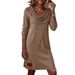 Women's Clothing Autumn/Winter Women's Long Sleeved Turtleneck Dress Comfortable Casual Slim Fitting For Formal & Casual For Women_ecoleips.com