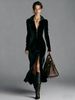 Elegant Winter Women's Korean Velvet Dress With Lapel Collar, Front Slit & Zipper - A-Line Midi Dress For Fall & Winter_ecoleips.com