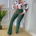 Women's Casual Printed Suit Stand Collar Long-Sleeved Shirt Top Wide-Leg Pants Two-Piece Set_ecoleips.com