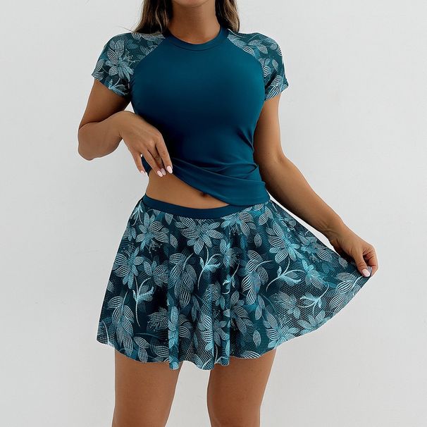 2025 European And American New Split Swimsuit Skirt Short Sleeved Fashionable Women's Swimsuit Set Bikini Swimsuit_ecoleips.com