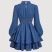 K Women's Sweet And Trendy Bow Tie Waist Slimming Denim Dress_ecoleips.com