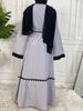 2024 Simple Elegant Turkey Black Embroidered Abaya Kaftan Muslim Dresses Women Long Kimono Dress Robe Dubai Middle East Fashion_ecoleips.com