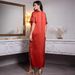 The Ba5140 Dress Features An Orange-Colored Design With Stylish Diamond Embellishments; It's A Long Summer Gown Or Robe._ecoleips.com