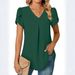 2023 Popular Item On Independent Sites, Wish, And .: Summer Simple Women's V-neck Petal Sleeve Shirt_ecoleips.com