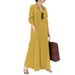 Muslim Dress Women Breathable Cotton Linen Lapel Shirt Dress – Oversized Long Sleeve Pocket Dress For Women (Black/Golden Yellow/Army Green_ecoleips.com